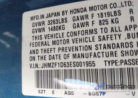 2014 Honda Cr-Z Ex from USA, damaged, VIN JHMZF1D63ES001955